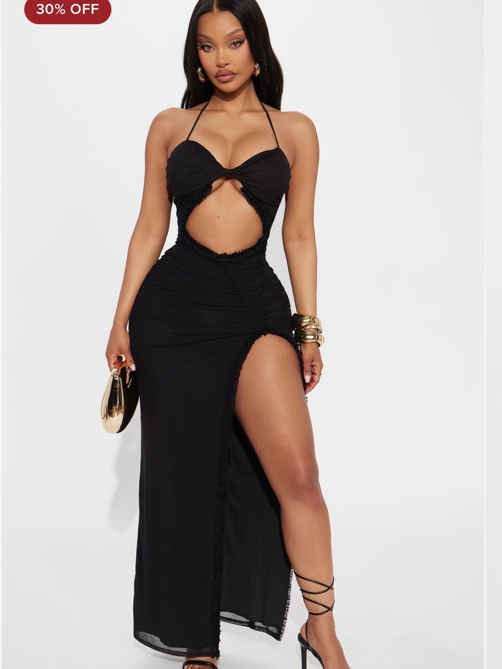 Black Cutout Halter Maxi Dress
